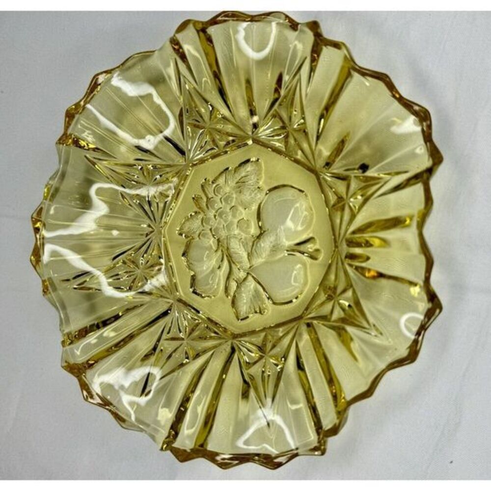 Vintage Amber Federal Glass Pioneer Fruit Pattern Depression‎ Era Bowl